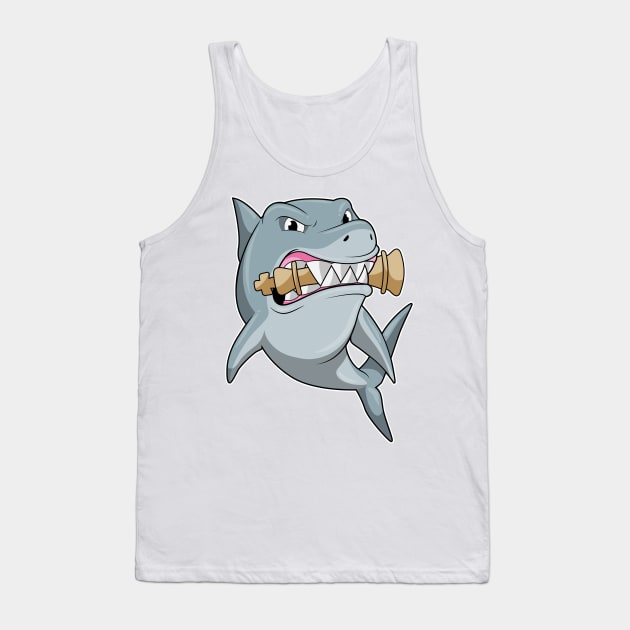 Shark at Chess with Chess piece King Tank Top by Markus Schnabel